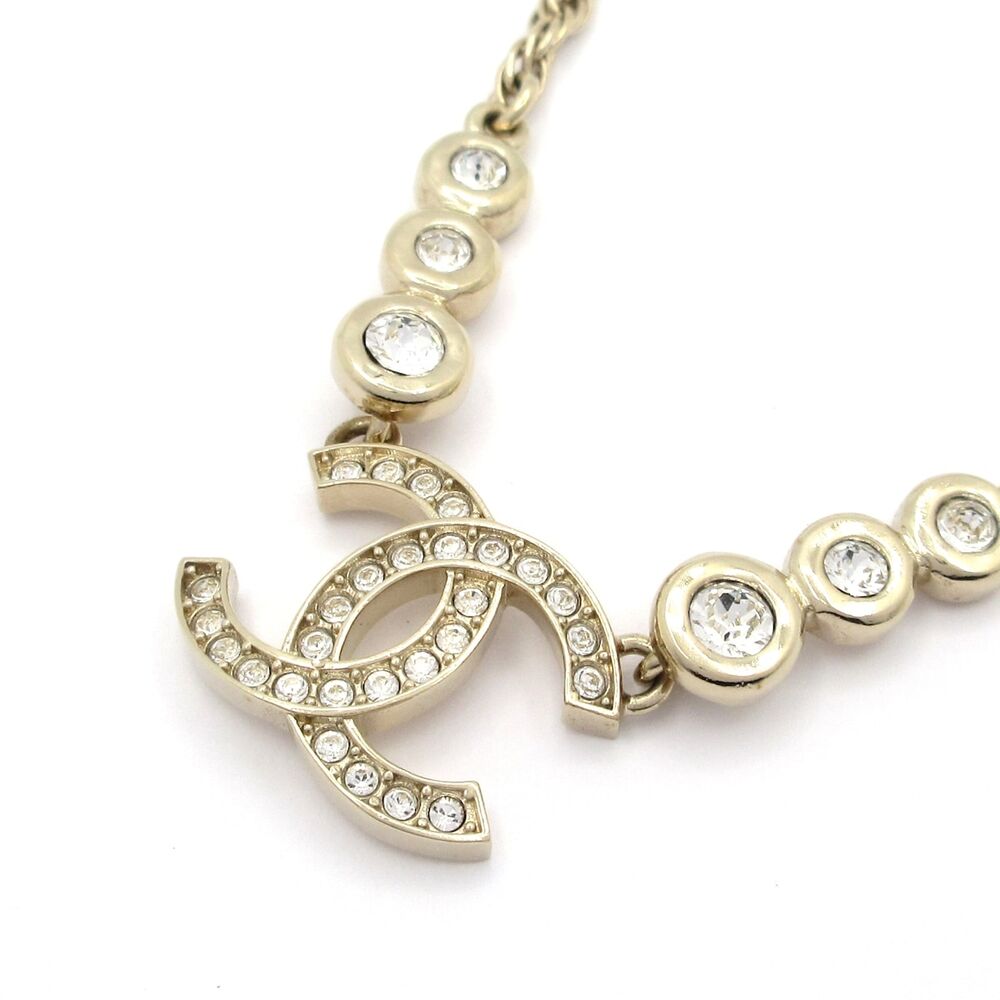 Chanel Coco Necklace ABC175 B14706 Gold Clear Hardware Rhinestones - Picture 1 of 6